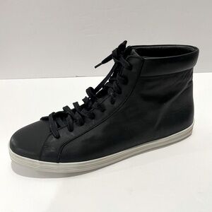 Freda Salvador Sal Lace up High Top Black Leather Shoes Sneakers sz. 9.5